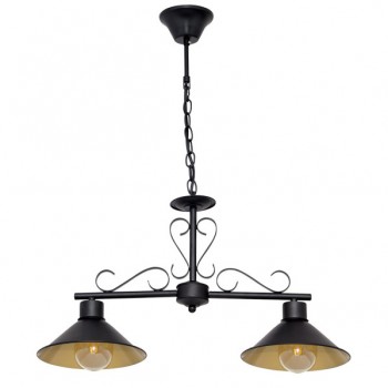 Distribuidor - Lâmpadas Diversas | Lâmpadas Rústicas | COLGANTE AZALEA 2XE27 NEGRO/ORO REGX58X20 CM Ref: 151092016